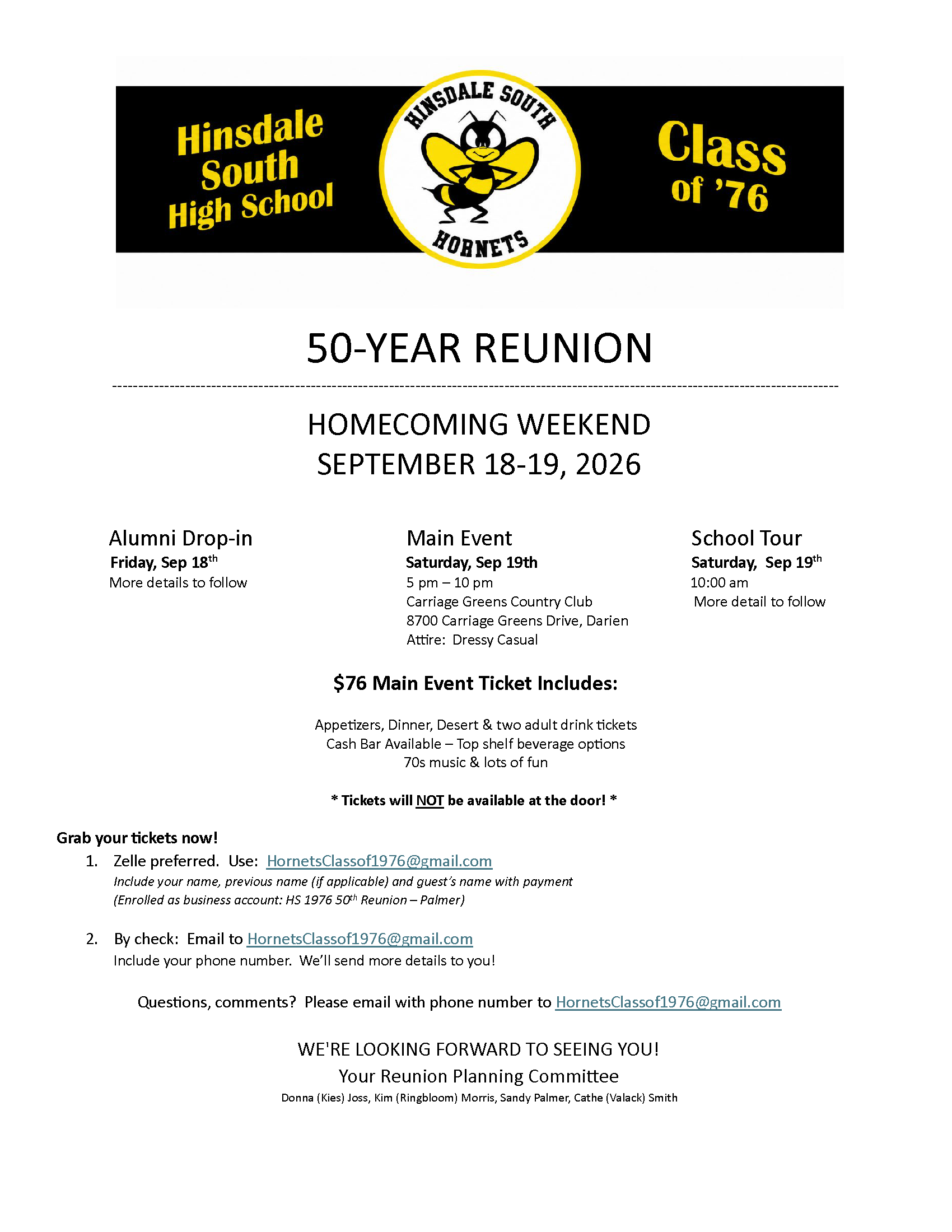 Class of 1976 50 Year Reunion flyer